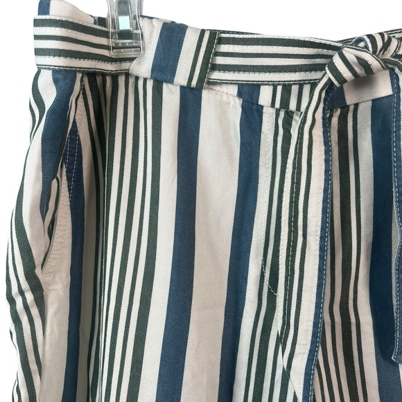 LOFT Linen Jogger Pants Womens 12 Blue Green Stripe Beach Vacation Coastal NEW - Picture 5 of 13